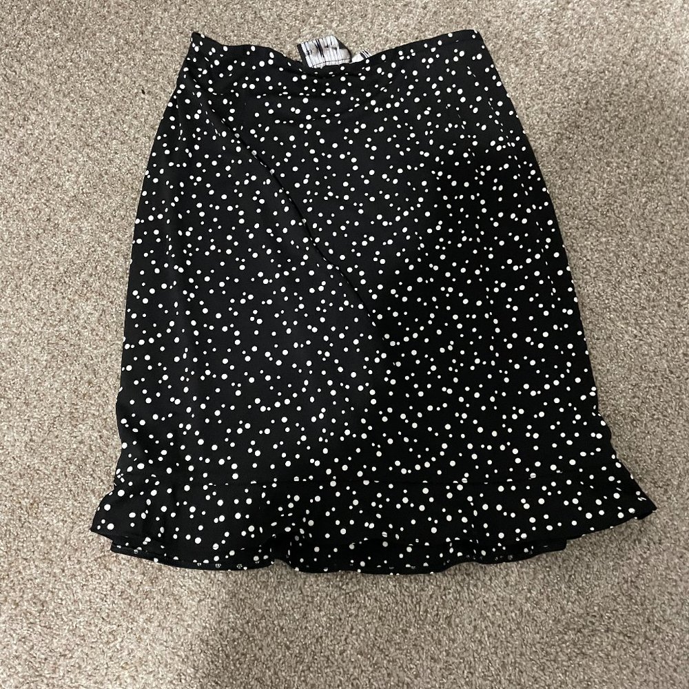 Black & White Polka Dot Midi Skirt